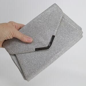Blush Evening Handbag Women S Silver Shimmer Clutch Envelope Purse Shoulder Bag